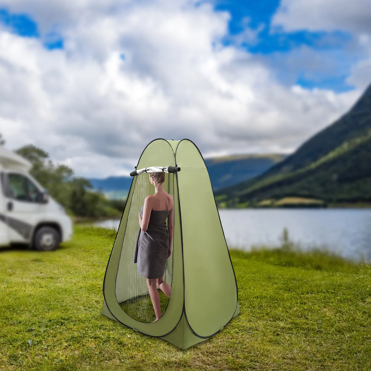 Shower Tent Outdoor Camping Privacy Shelter Portable Toilet Tent for Hiking Spacious Interior Waterproof and Sunproof