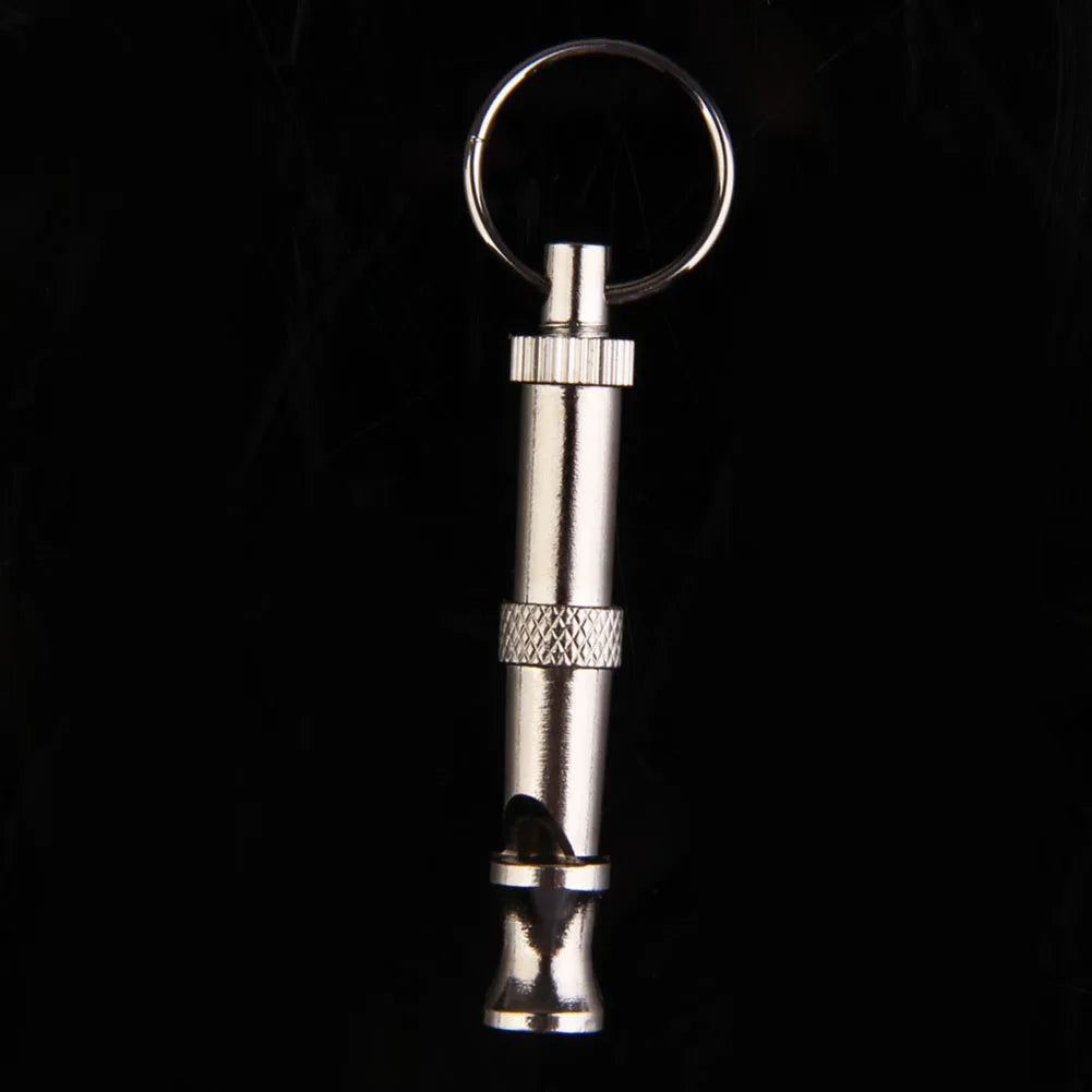 Dog Whistle Puppy Whistle Adjustable Sound Ultrasonic Dog Whistle Stop Barking Metal Whistle Keychain for Dog Training