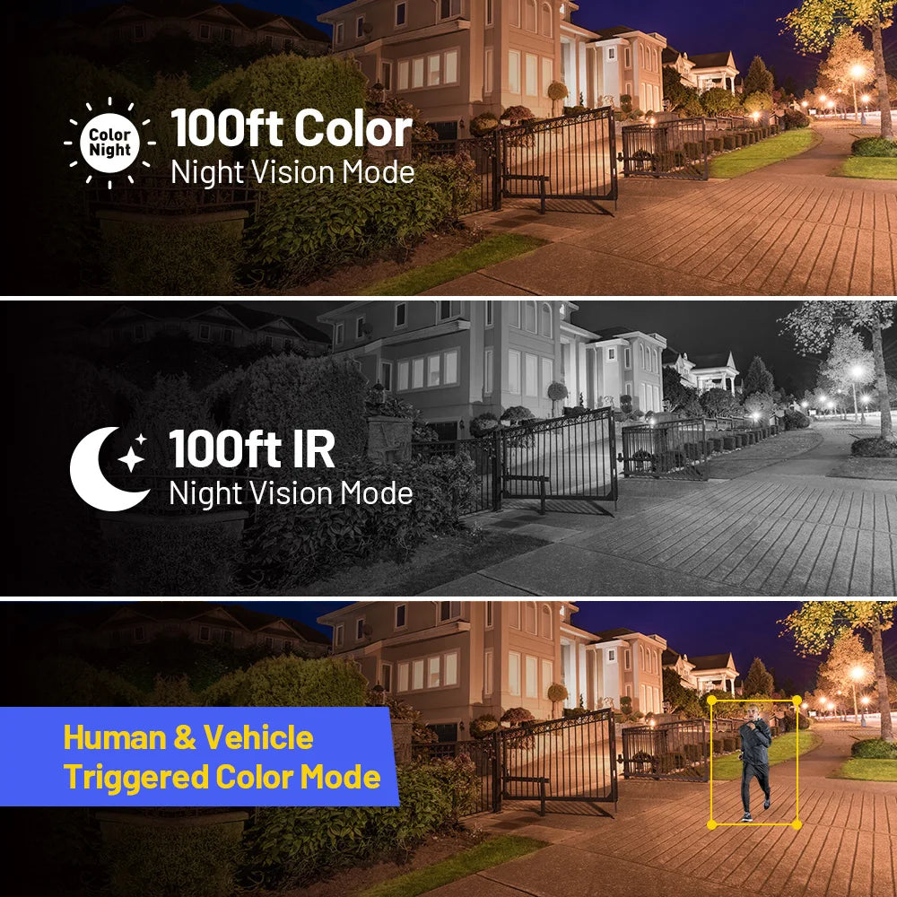 ANNKE H1200 12MP Dual Light Outdoor Surveillance Camera System 2.8MM Lens Person/Vehicle Detection 265+ 12MP PoE Camera Kits