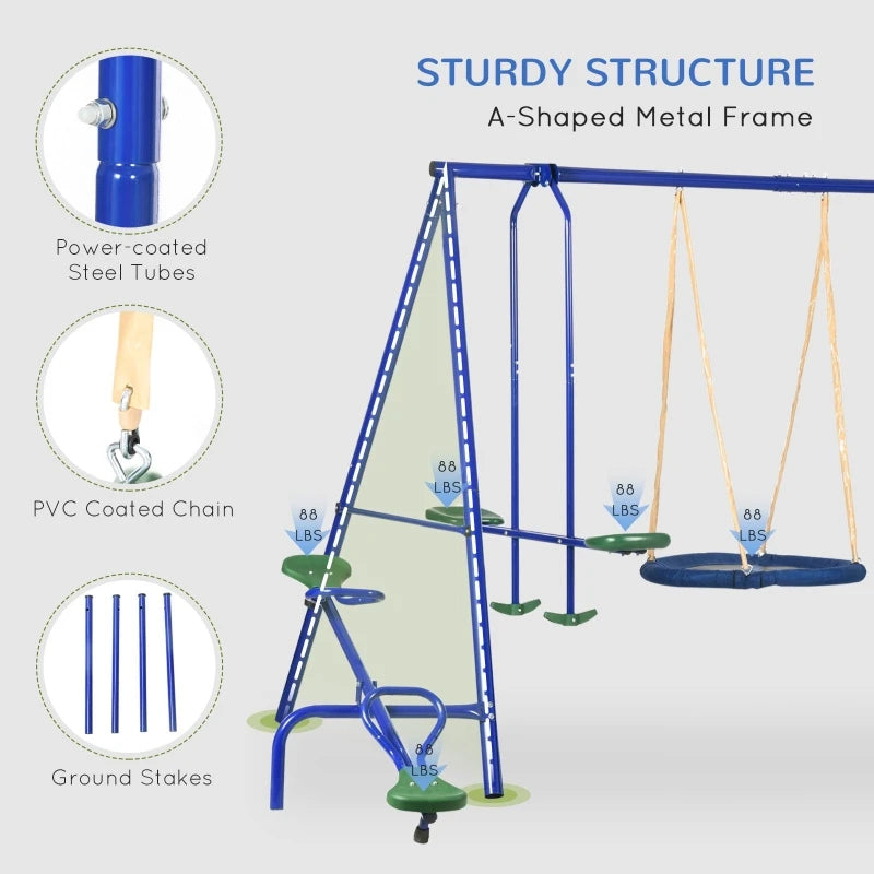 Metal Swing Set for Kids Outdoor, Heavy Duty Frame with Double Swings,  for Backyard Playground.