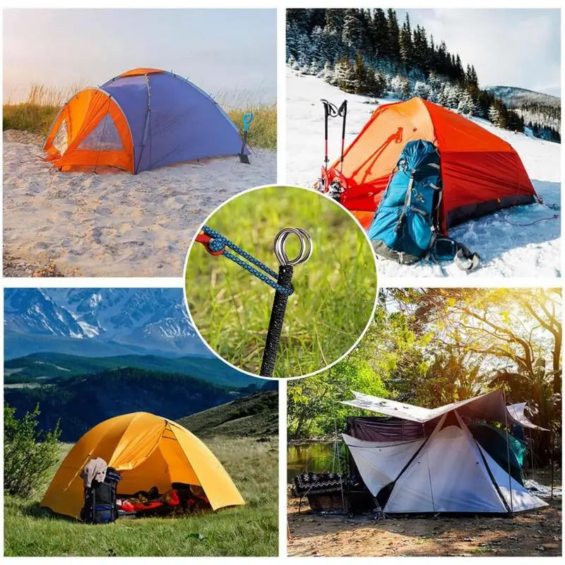 stainless steel Tent Pegs Tent Nails  with Rope Camp Stakes Ground Pegs Rustproof Rod Nail Spike Garden Stakes Hard Ground Pegs