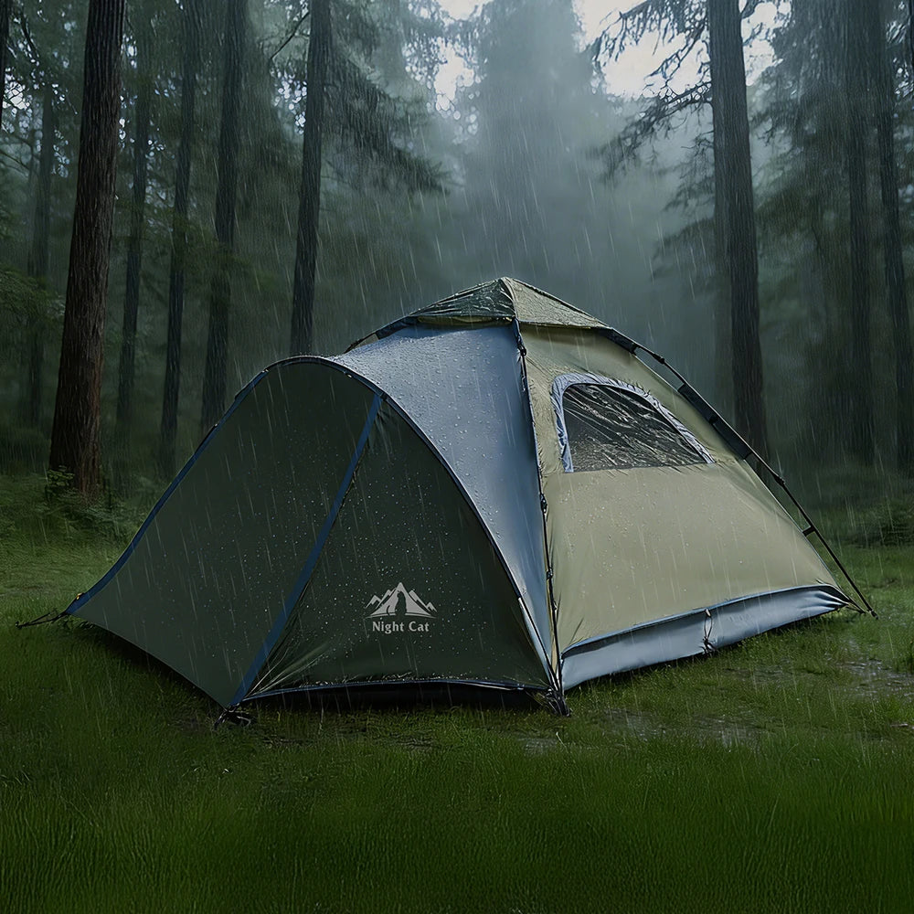 Night Cat 2-3 Person Instant Camping Tent | Hydraulic Automatic Setup Waterproof Windproof Family Tent for Car Camping