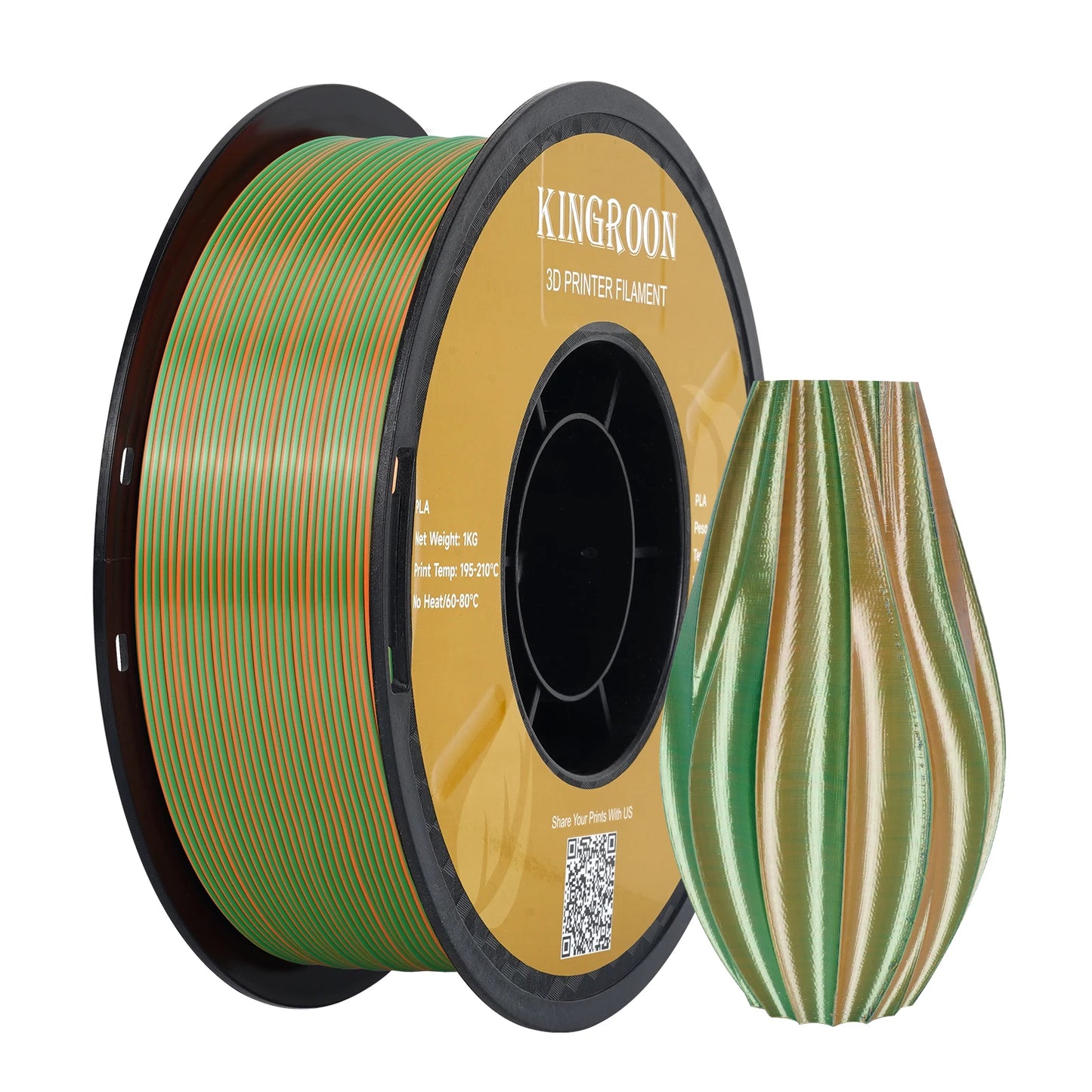 KINGROON Silk Tri-color PLA Filament 3D Printer 1.75mm 1KG/roll  Silk PLA Filament Plastic Material 3D Printing Special Color