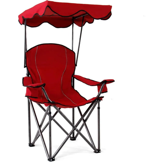 LET'S CAMP Camp Chair with Shade Canopy Folding Camping Recliner Chair with Carry Bag for Outdoor Camping Hiking Beach