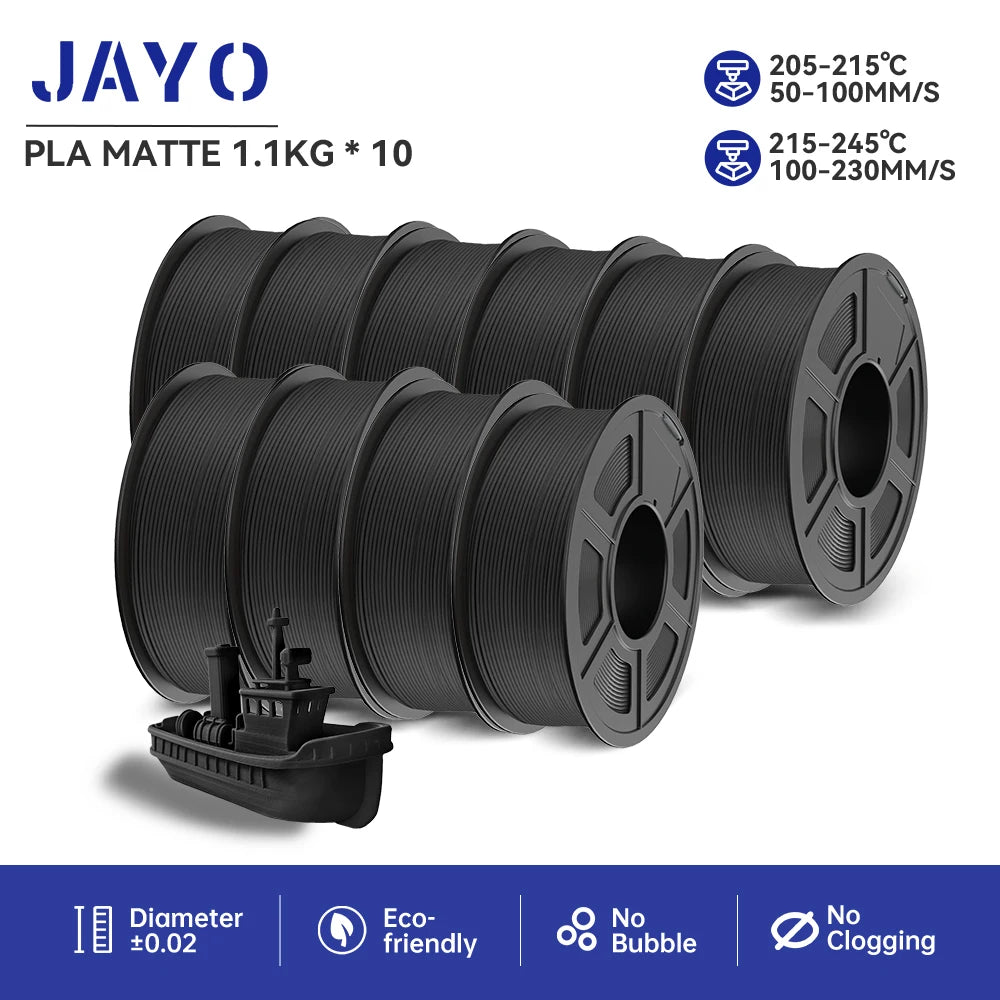 JAYO 10Rolls pla plus/petg /pla/pla+2.0/skdc Multicolor 3d Filament Printe 1.75mm FDM 100%No bubbel for 3D Printer Materials