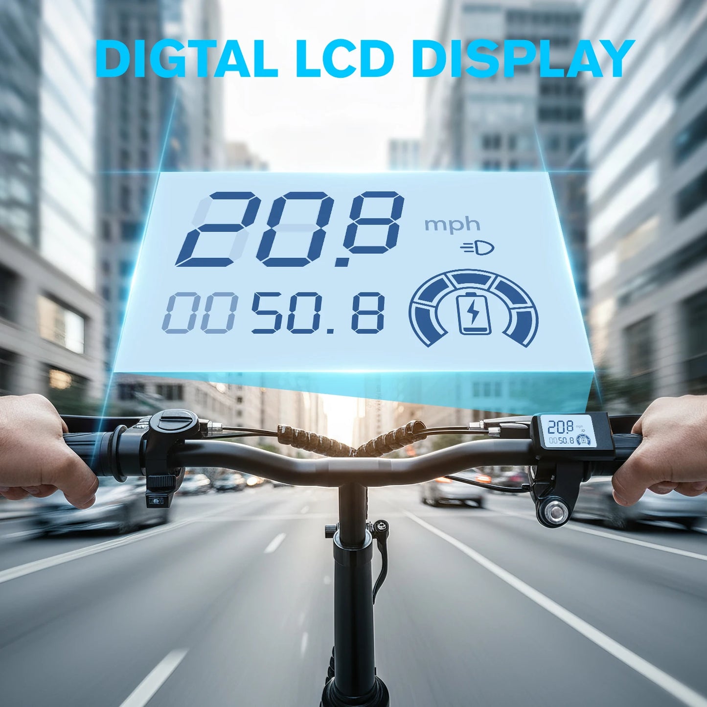 Cybervelo 500W Peak Motor, Foldable Ultra light weight City Commuter, Adult Travel Electric Bike, 20MPH Long Range Pas Bike EK13