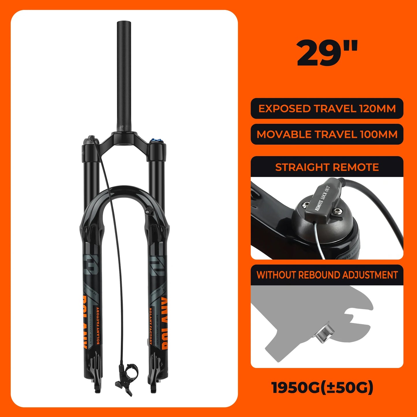 BOLANY Bike Air Fork 27.5/29inch 120mm Travel Oil Air Suspension Lightweight Magnesium Alloy Quick Release Bicycle Fork