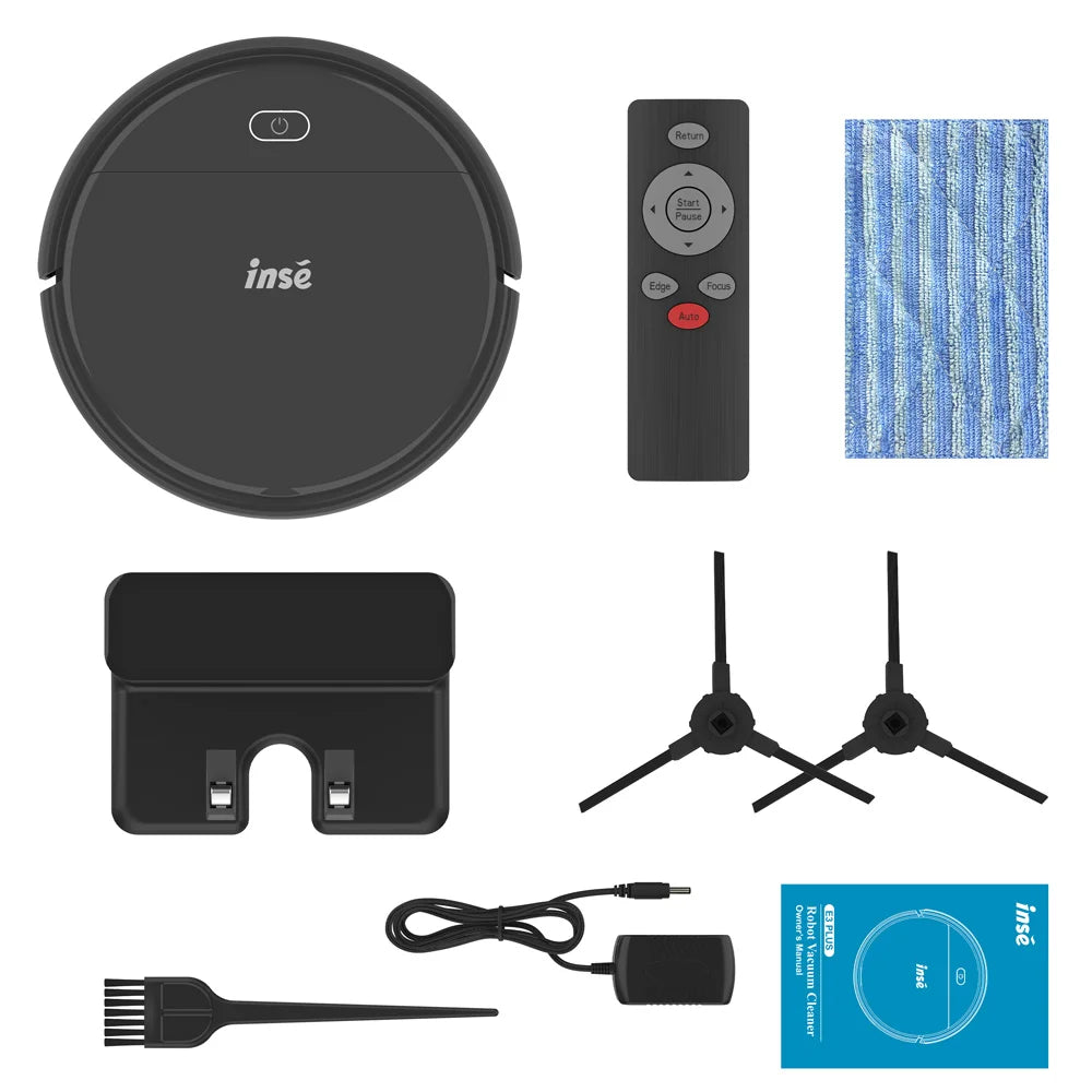 INSE Robot Vacuum Cleaner 3-in-1 Automatic Cleaning & Charging 4000Pa Suction Dual Power Mode Detachable Mop for Carpet Pet Hair