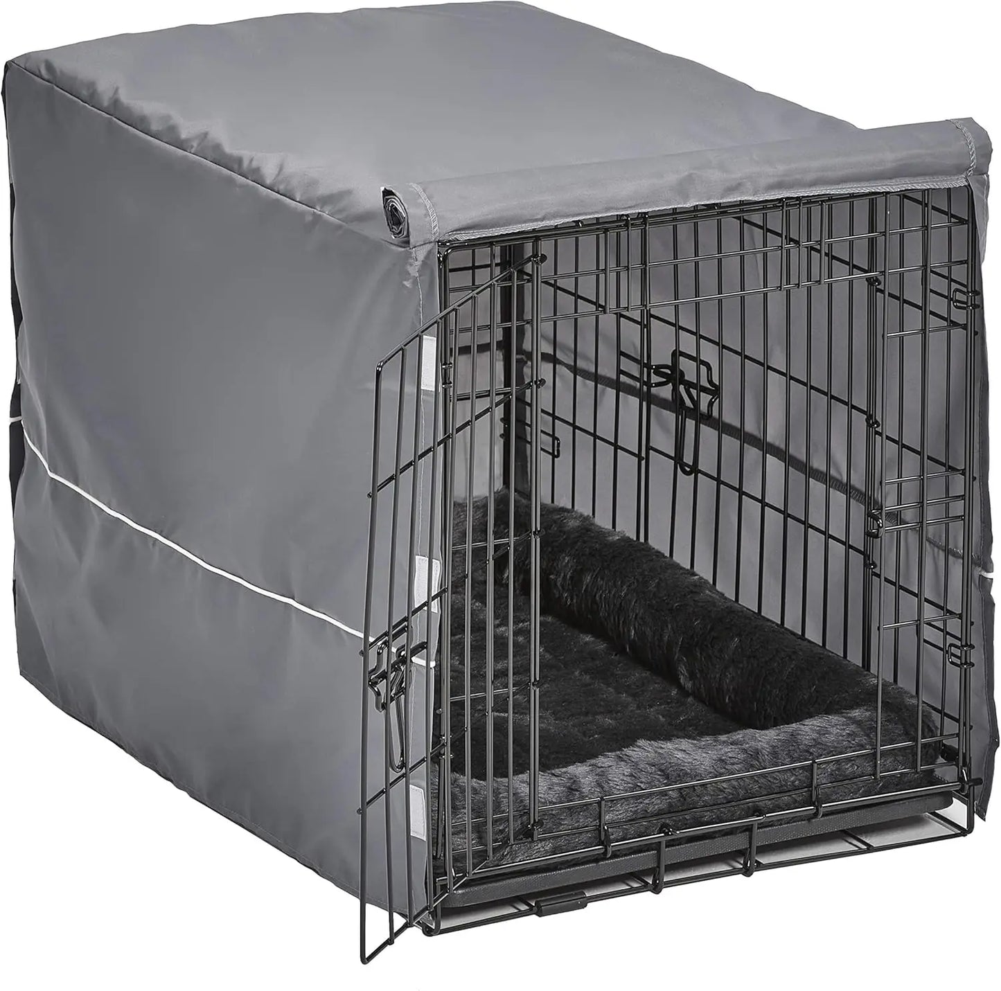 Double Door Dog Crate Kit with Bed and Cover for Medium Breeds, 30-inch Pet Cage