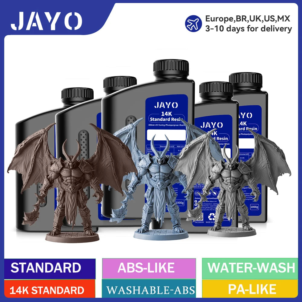 JAYO 3D resin 5KG ABS-Like/Water washable/14k Standard for 395-405nm UV liquid Curing resin for LCD/DLP 3D printer Material