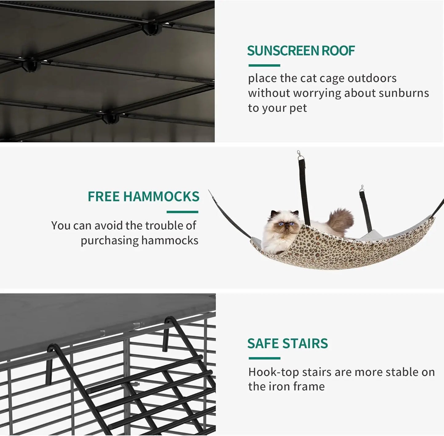 Large Indoor Cat Cage with Hammock and Storage, DIY Outdoor Enclosure for Multiple Cats, 5-Tier Metal Playpen