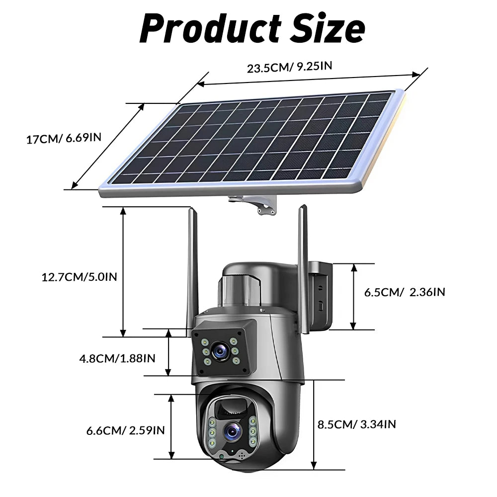 5G/2.4G WiFi Solar Camera Dual Lenses Outdoor 8MP 4K Low Power Battery IP Camera Night Vision Surveillance  Security Protection