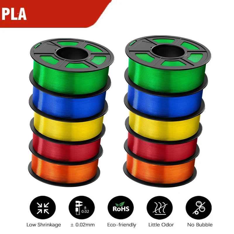 JAYO 10Rolls pla plus/petg /pla/pla+2.0/skdc Multicolor 3d Filament Printe 1.75mm FDM 100%No bubbel for 3D Printer Materials