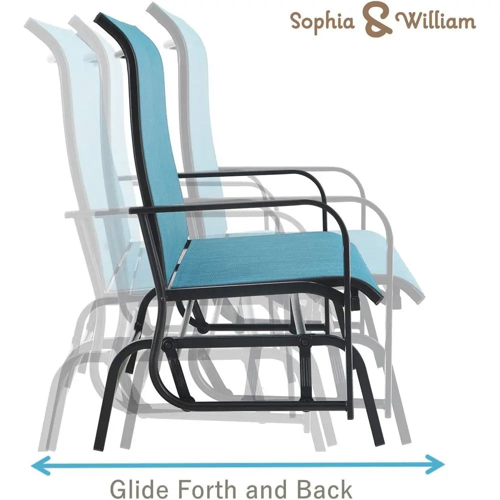 2-Person Outdoor Glider Bench, Weather-Resistant Textilene Fabric and Powder-Coated Metal Frame