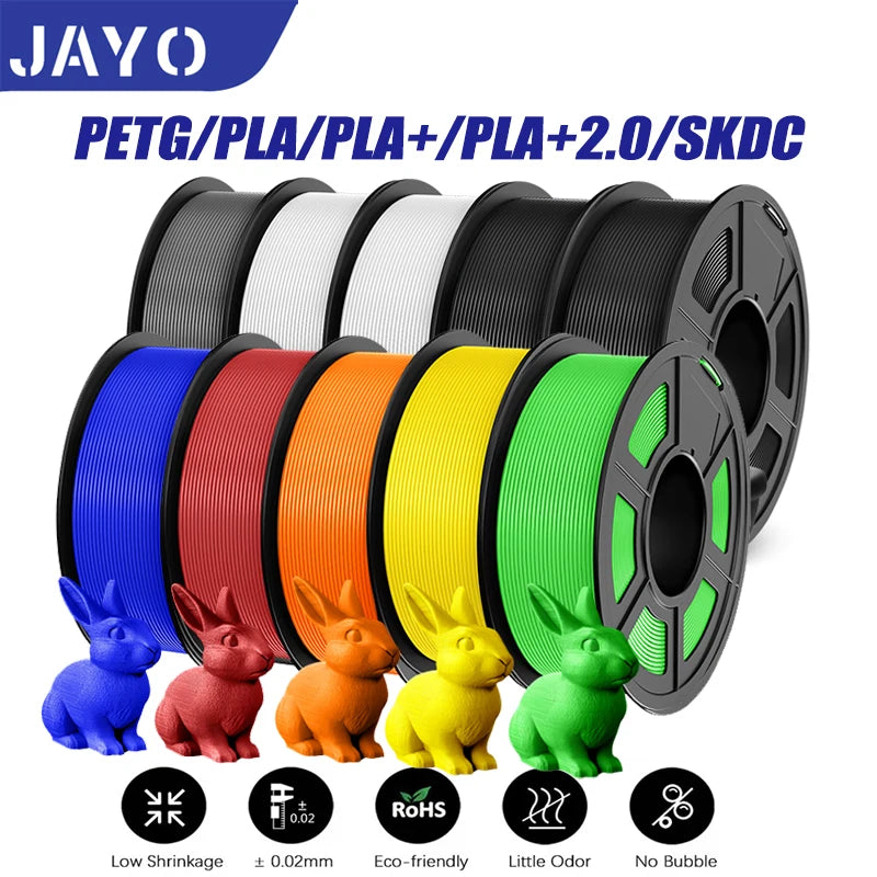 JAYO 10Rolls pla plus/petg /pla/pla+2.0/skdc Multicolor 3d Filament Printe 1.75mm FDM 100%No bubbel for 3D Printer Materials