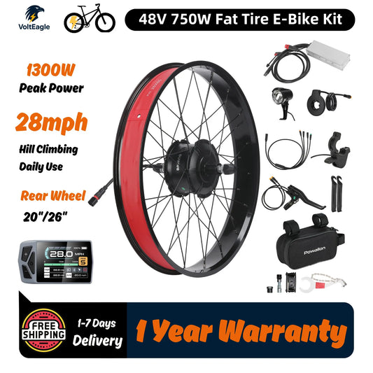 Bafang 750W Fat Tire Ebike Conversion Kit, G062 Rear Hub Motor Kit for Electric Bicycle,  20" 26" Option, 1300W Peak Power