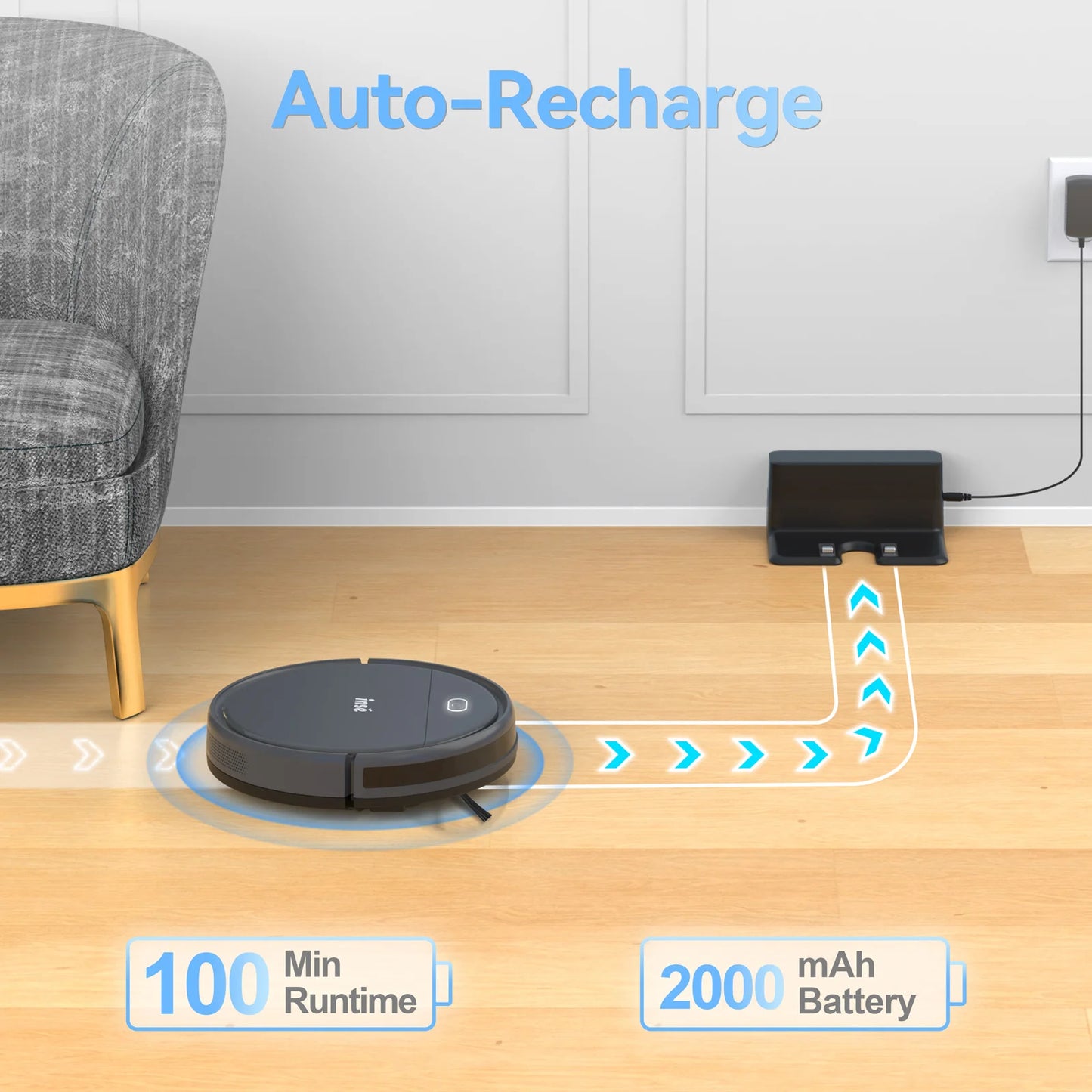 INSE Robot Vacuum Cleaner 3-in-1 Automatic Cleaning & Charging 4000Pa Suction Dual Power Mode Detachable Mop for Carpet Pet Hair