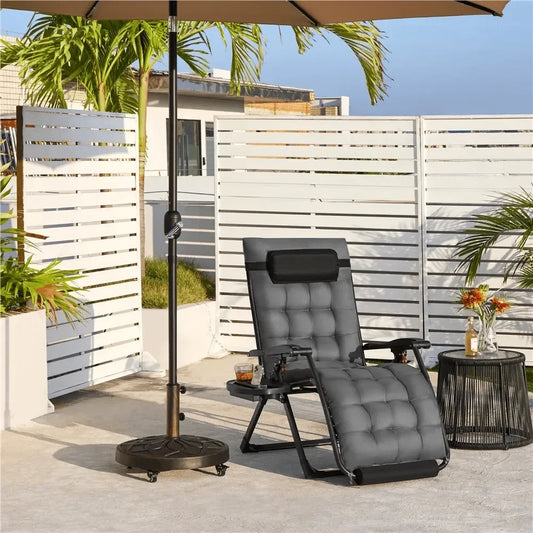 1 Piece 29in Oversized Zero Gravity Recliner Outdoor Reclining Lounge Chairs With Padded Cushion Armrest Foldable Zero Gravity