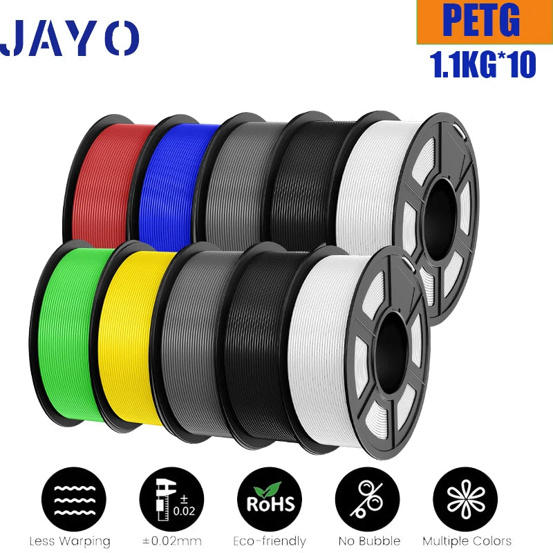 JAYO 10Rolls pla plus/petg /pla/pla+2.0/skdc Multicolor 3d Filament Printe 1.75mm FDM 100%No bubbel for 3D Printer Materials