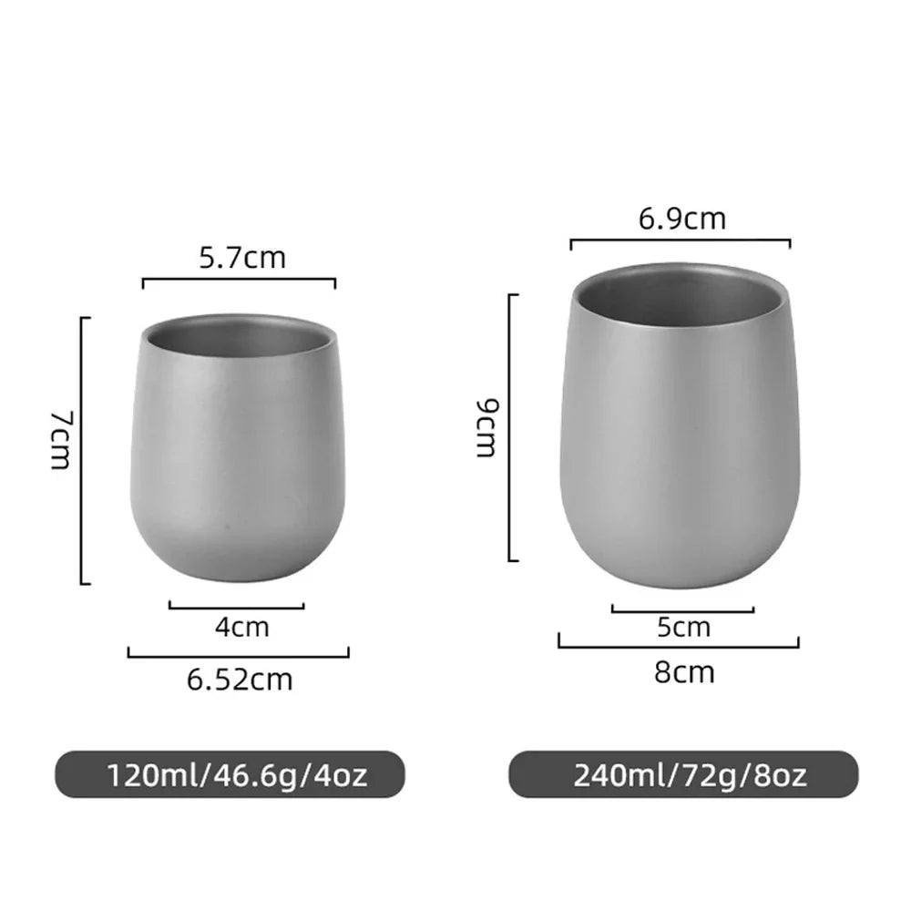 Titanium Cup Insulated Double Wall Drink Cup Outdoor Cooking Camping Titanium Water Cup For Camping Hiking Cool Camping Gear
