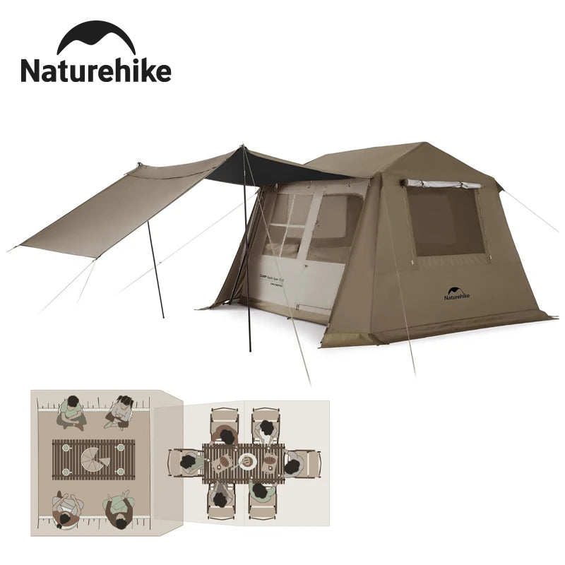 Naturehike Quick Open Tent Village 6.0 Anti-UV Shade Waterproof 4-8 Person Camping Tent Large Cabin Instant Tents for Car Picnic