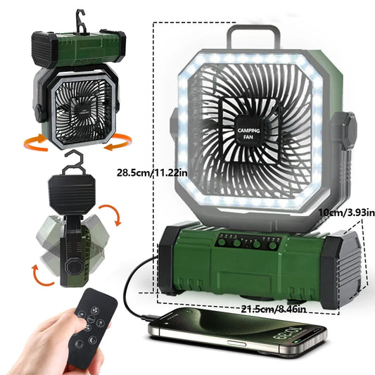 20000mAhOutdoor Fans camping fan rechargeable and battery Three-in-one with LED lights Timed Rotation Function campsites summer
