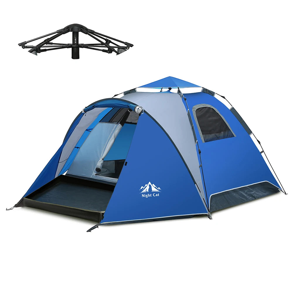 Night Cat 2-3 Person Instant Camping Tent | Hydraulic Automatic Setup Waterproof Windproof Family Tent for Car Camping