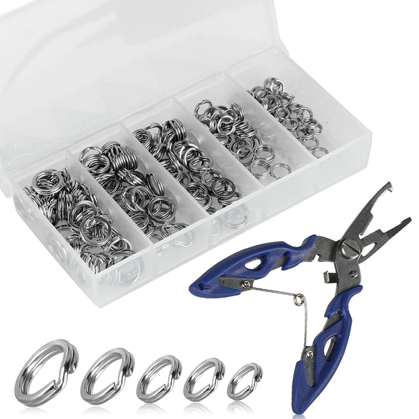 200Pcs Fishing Split Rings Set 5 Size Stainless Steel O Rings Fishing Lure Jig Bait Swivels Connector For Carp Fishing Accessory