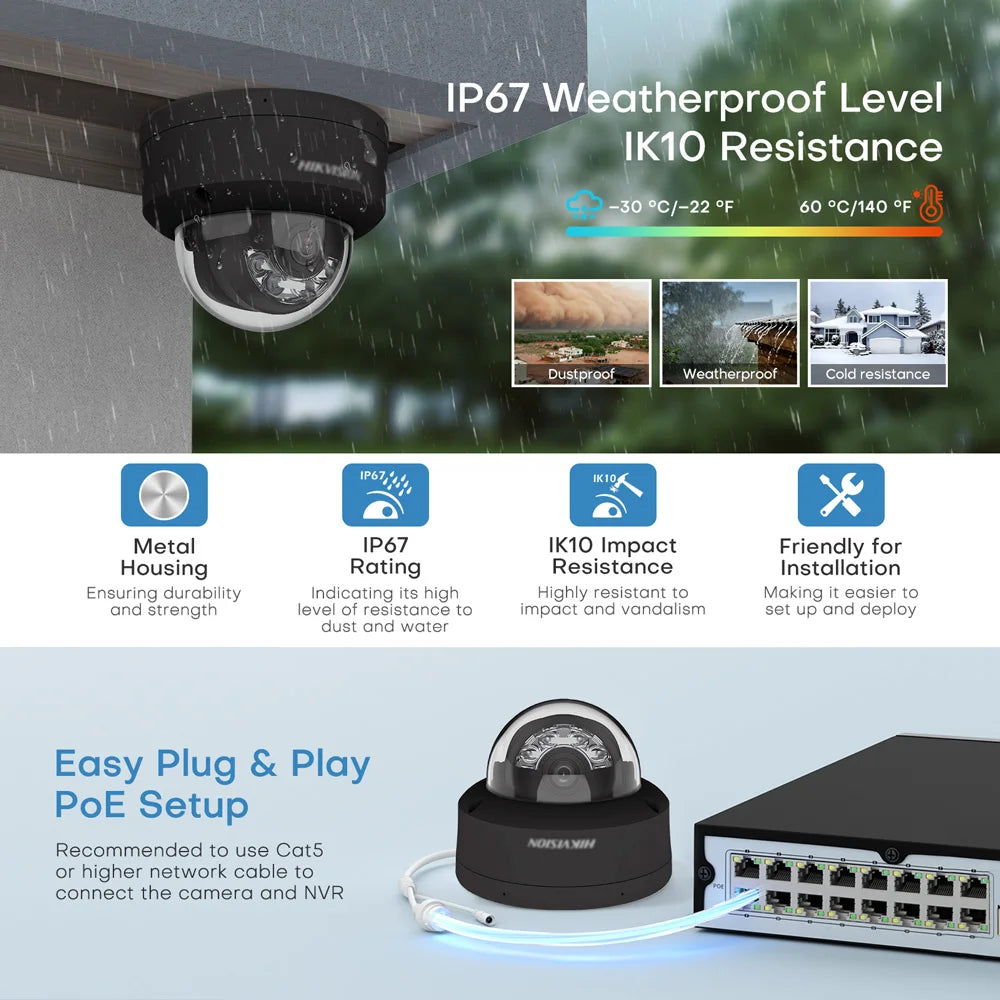 Hikvision ColorVu Dome IP Camera 4MP Acusense Smart Hybrid Light 4MP DS-2CD2143G2-LIS2U