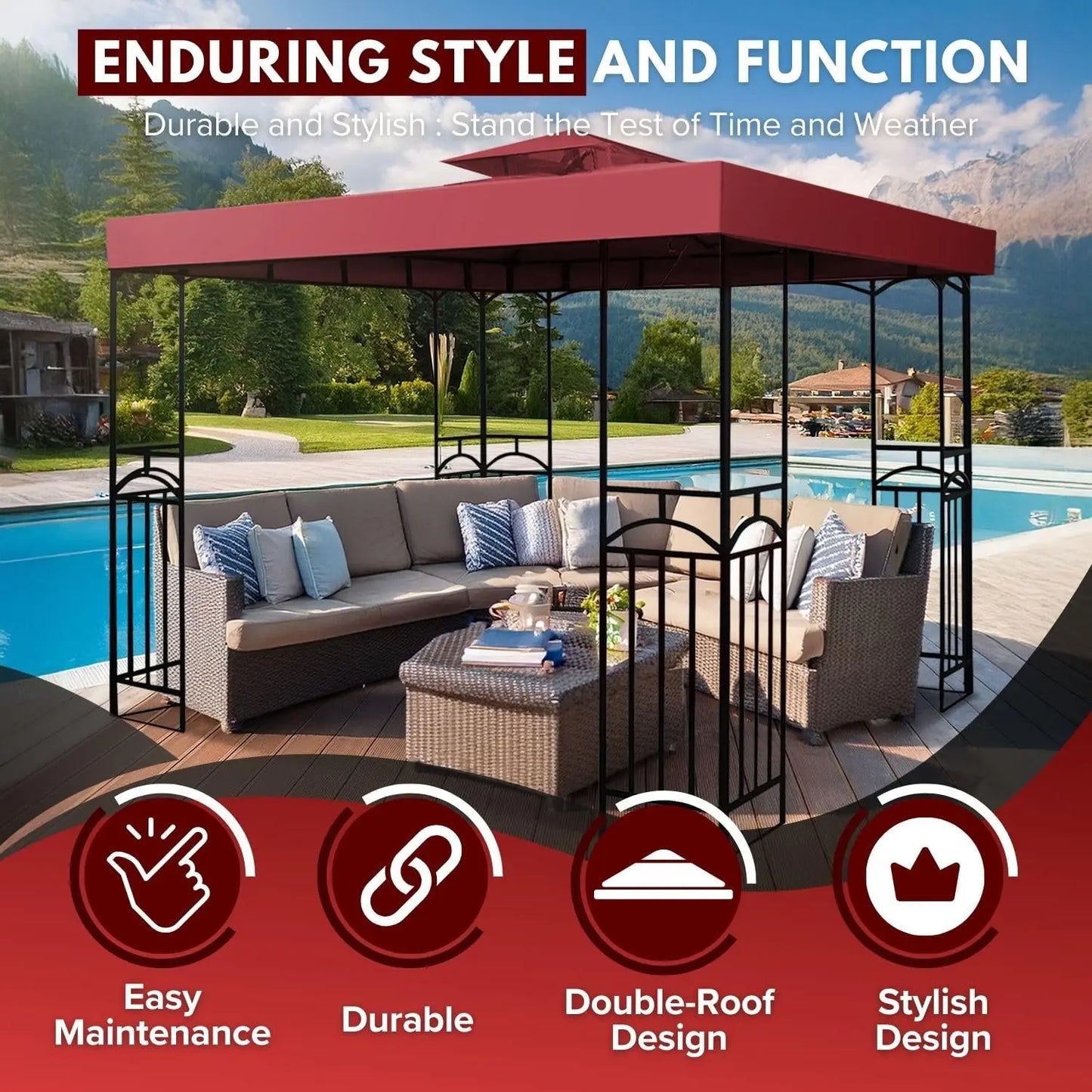 8x8 Ft Gazebo Replacement Canopy Top with UV30+ Protection, Water Resistant for Outdoor Patio and Garden Use