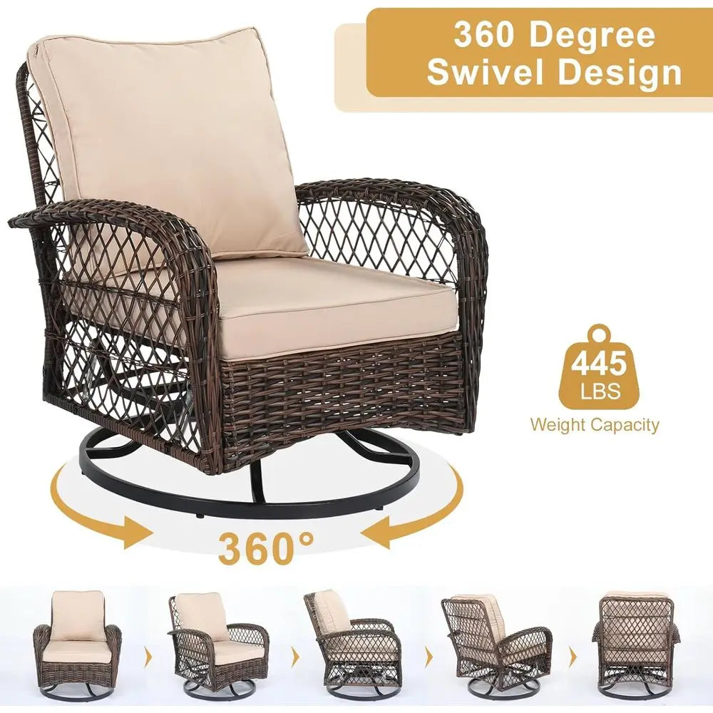 3-Piece Patio Furniture Set, Swivel Rocking Chairs for 2, Outdoor Swivel Bistro Chairs, Porch Chairs with Bistro Table