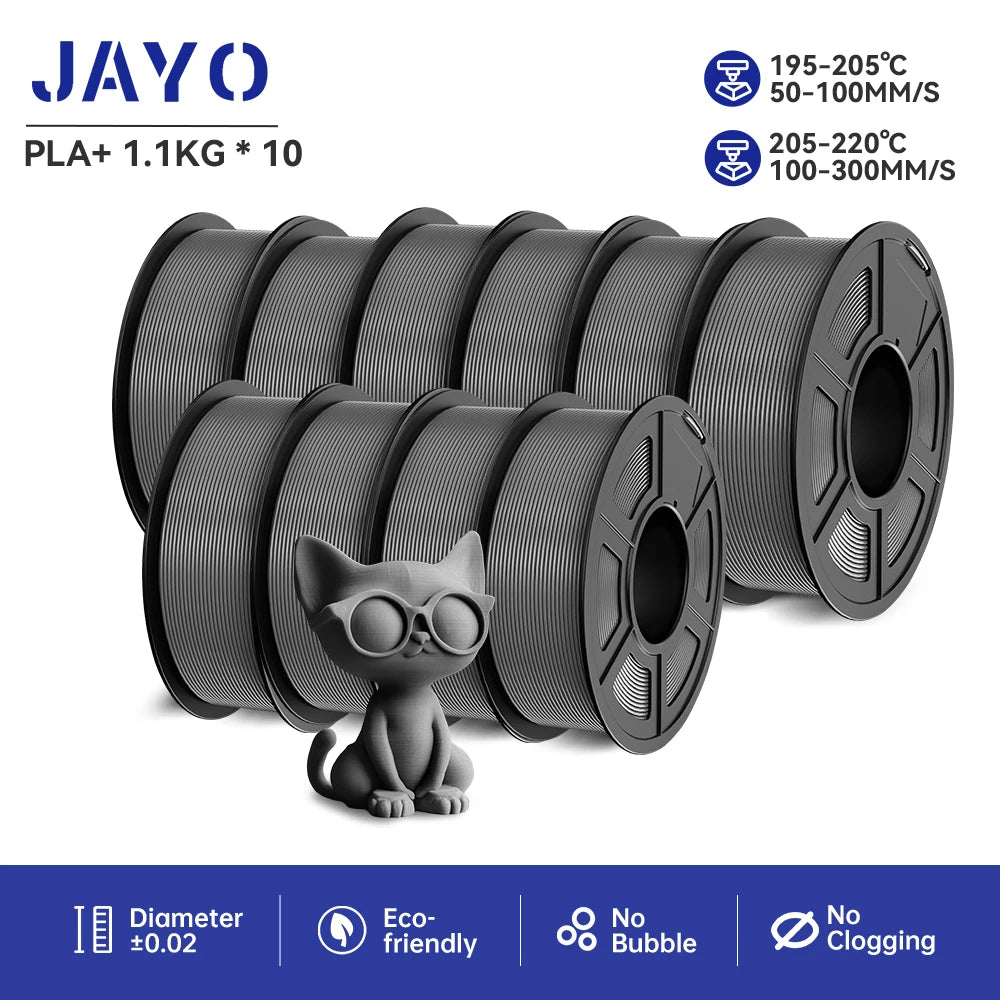 JAYO 10Rolls pla plus/petg /pla/pla+2.0/skdc Multicolor 3d Filament Printe 1.75mm FDM 100%No bubbel for 3D Printer Materials