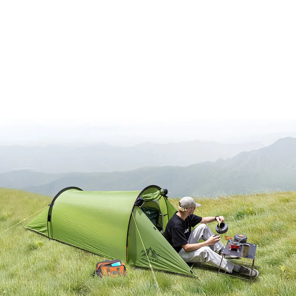 Night Cat Ultralight Tunnel Tent: Waterproof Backpacking Tent for Camping with Double Layers Aluminum Poles and Footprint