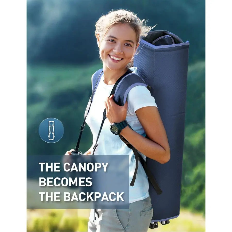 Chair with Canopy Shade, Folding Camping Chair with Canopy with Cup Holder, Side Pocket for Camp, Beach, Tailgates, Fishing Supp