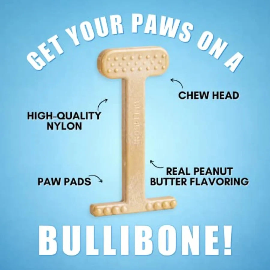 Nylon Dog Chew Toy for Aggressive Chewers - Dental Hygiene Bone with Peanut Butter Flavor Durable Tough Chew Toys for Extra Lar