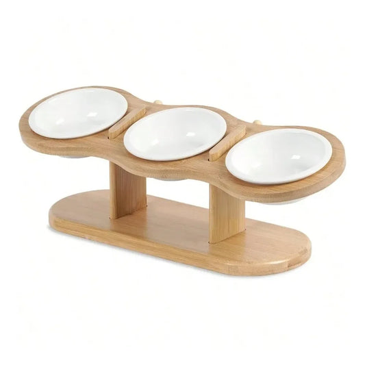 Dog Bowl Dog SuppliesCat Bowls 2 Heights Adjustable Raised Dog Bowl Stand 3 Ceramic Bowls For Cats And Small Dogs 15 Tilted
