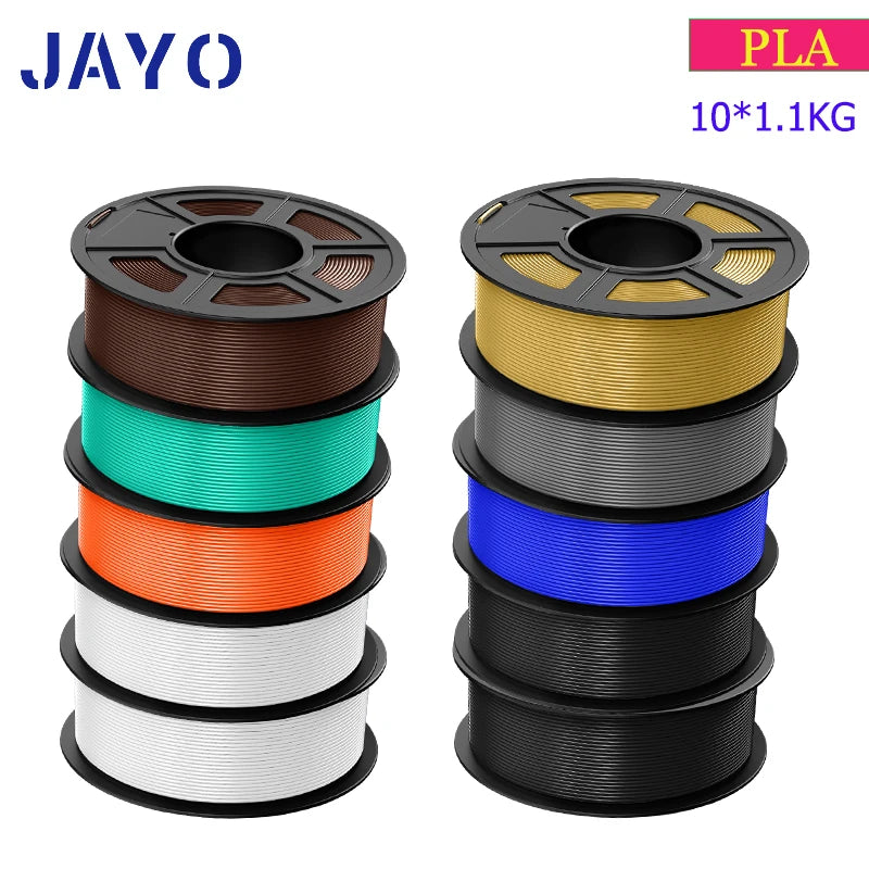 JAYO 10Rolls pla plus/petg /pla/pla+2.0/skdc Multicolor 3d Filament Printe 1.75mm FDM 100%No bubbel for 3D Printer Materials