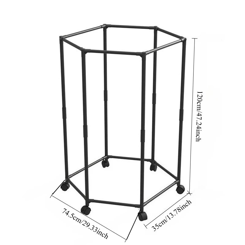 Hexagon Rotating Floor Clothes Rack Dormitory Coat Hanger Stand Indoor Drying Rack Movable Garment Organizer Hat Stand