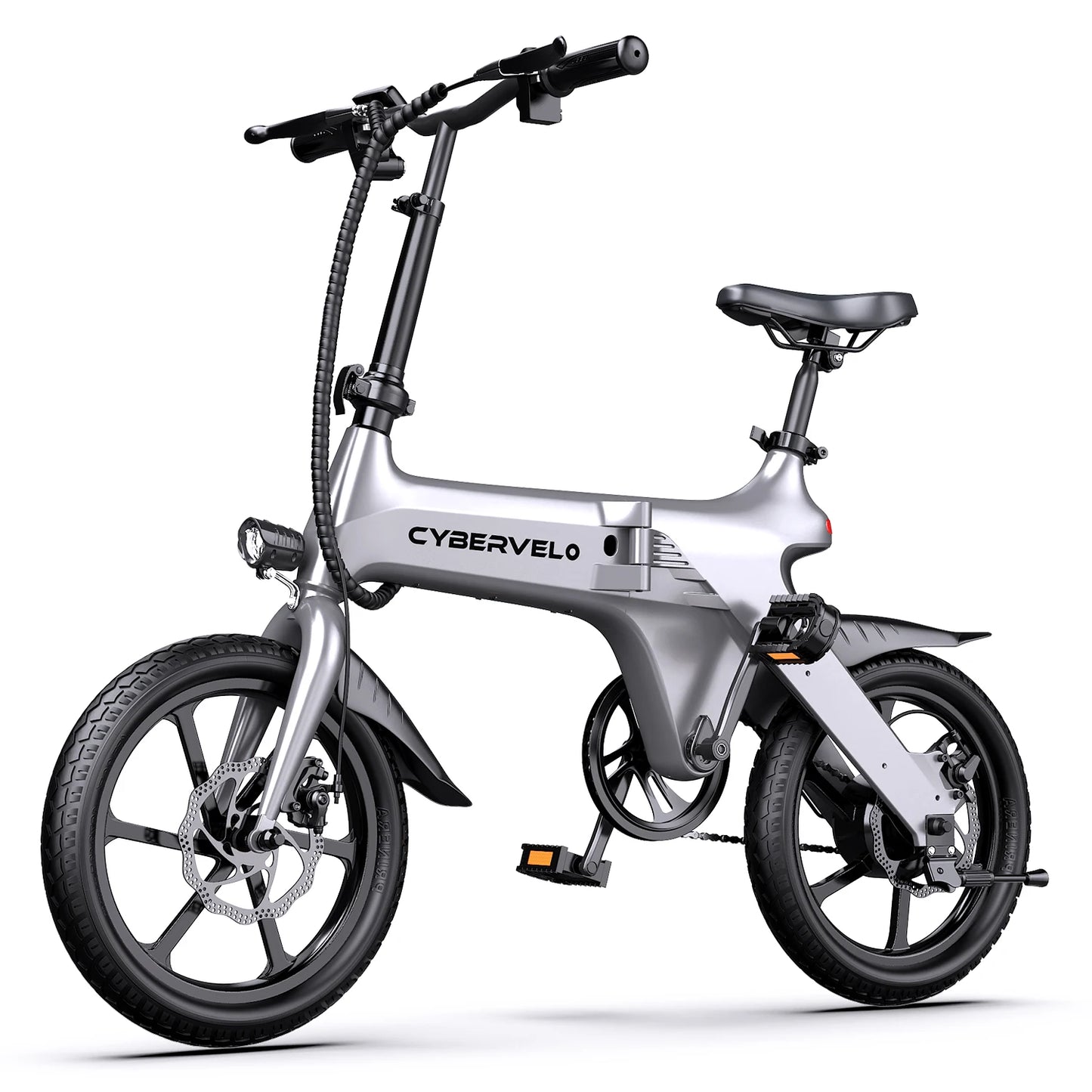 Cybervelo 500W Peak Motor, Foldable E-Bike, Adult City Travel Electric Bike, 20MPH Ultra light weight Long Range Commuter EK13