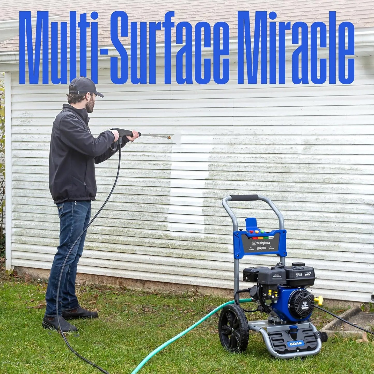 WPX3400 Gas Pressure Washer, 3400 PSI and 2.6 Max GPM, Onboard Soap Tank, Spray Gun and Wand, 5 Nozzle Set, for Cars/Fences