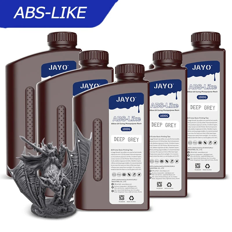 JAYO 3D resin 5KG ABS-Like/Water washable/14k Standard for 395-405nm UV liquid Curing resin for LCD/DLP 3D printer Material
