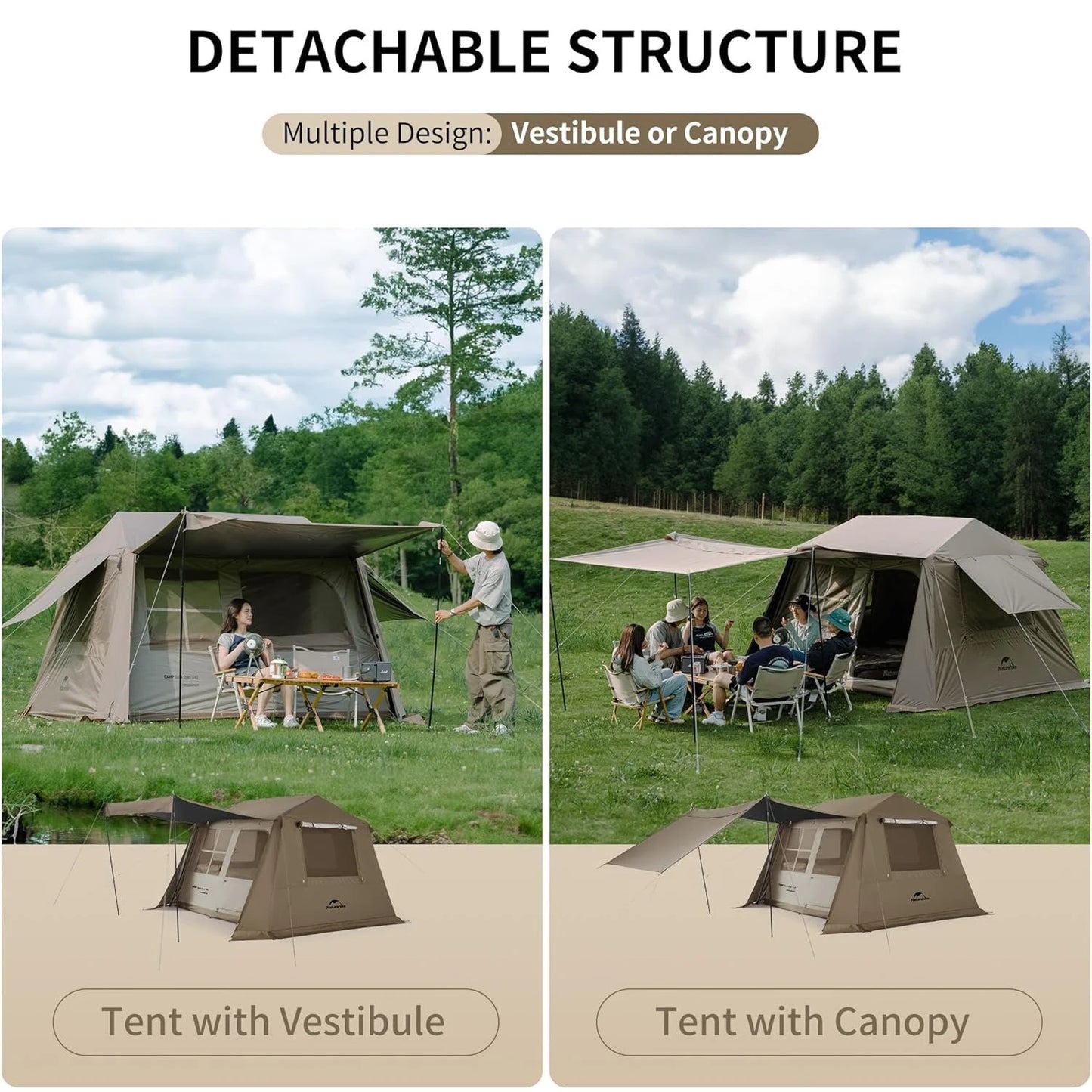 Naturehike Quick Open Tent Village 6.0 Anti-UV Shade Waterproof 4-8 Person Camping Tent Large Cabin Instant Tents for Car Picnic