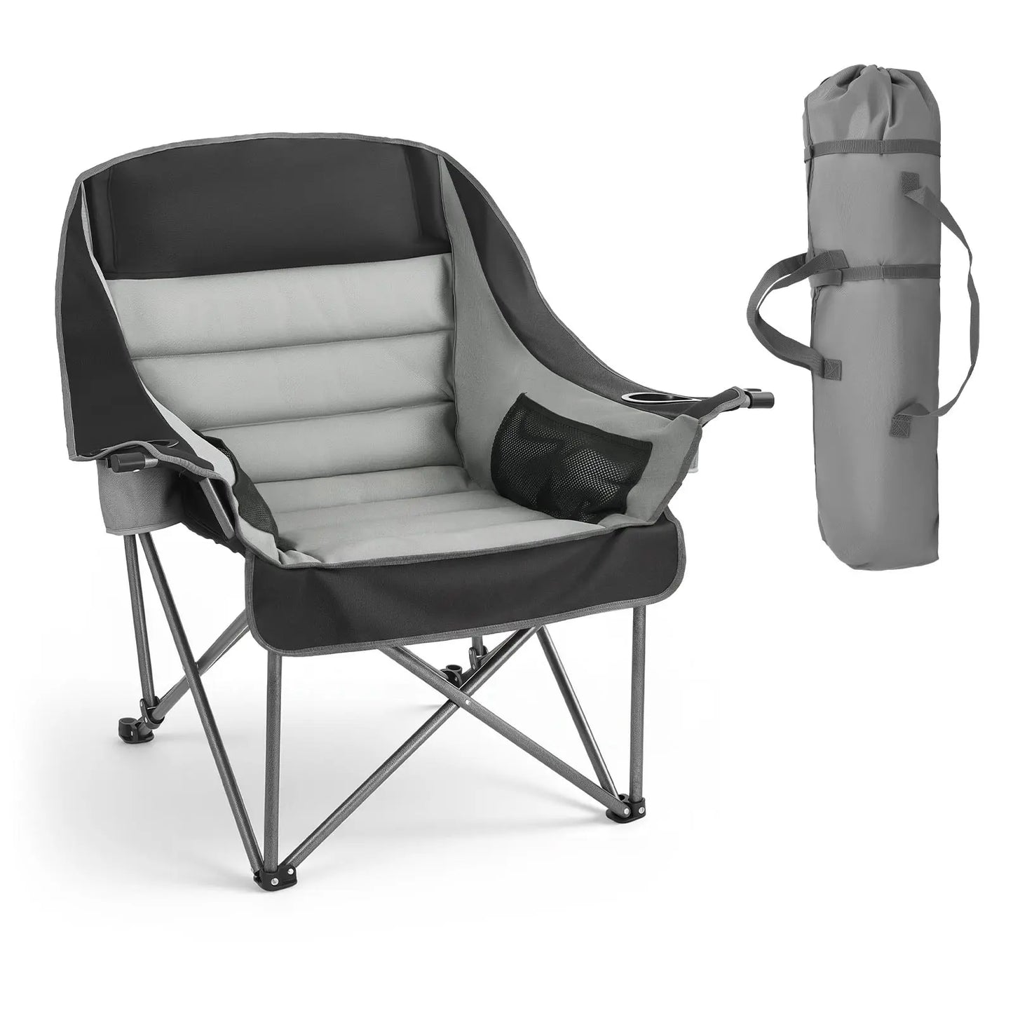 SucceBuy Oversized Camping Chairs 450lbs Heavy Duty Support Portable Padded Folding Camp Chairs w/Carry Bag for Camping Fishing