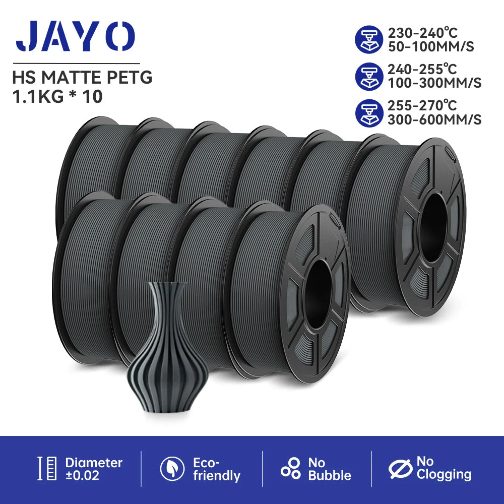 JAYO 10Rolls pla plus/petg /pla/pla+2.0/skdc Multicolor 3d Filament Printe 1.75mm FDM 100%No bubbel for 3D Printer Materials