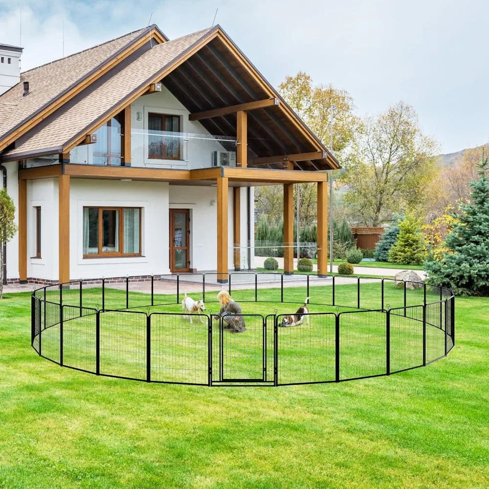 Dog Playpen Outdoor Extra Wide 32 Piece Panels Heavy Duty Dog Fence 40" Height Anti-Rust with Doors Portable for RV Camping