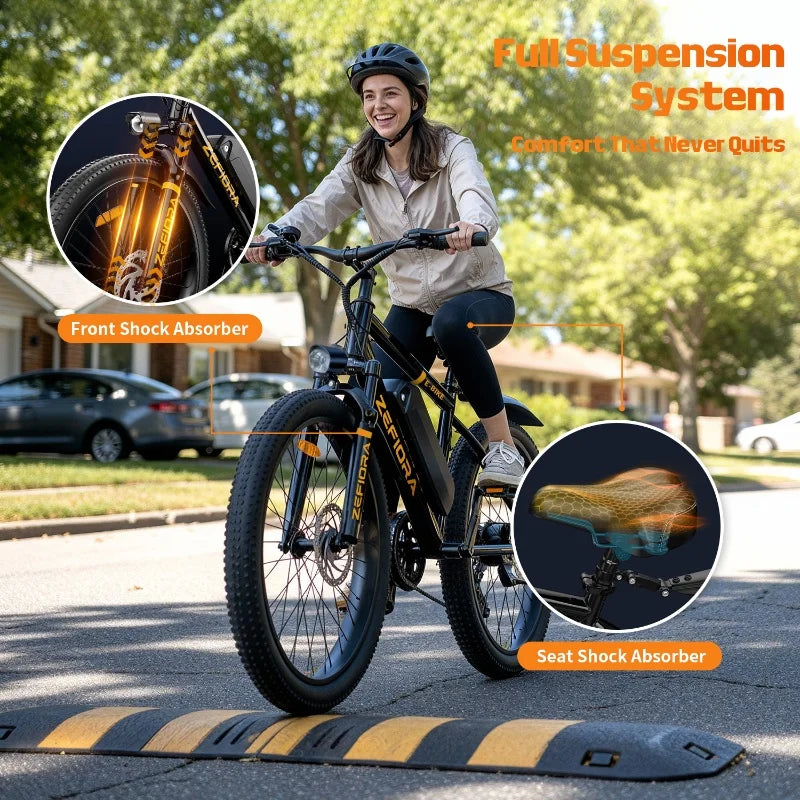 500W Adult Electric Bike 25MPH 48V15AH Mountain Electric Bicycle Outdoor Sports 26 Inch Fat Tire Motorcycle E Bike