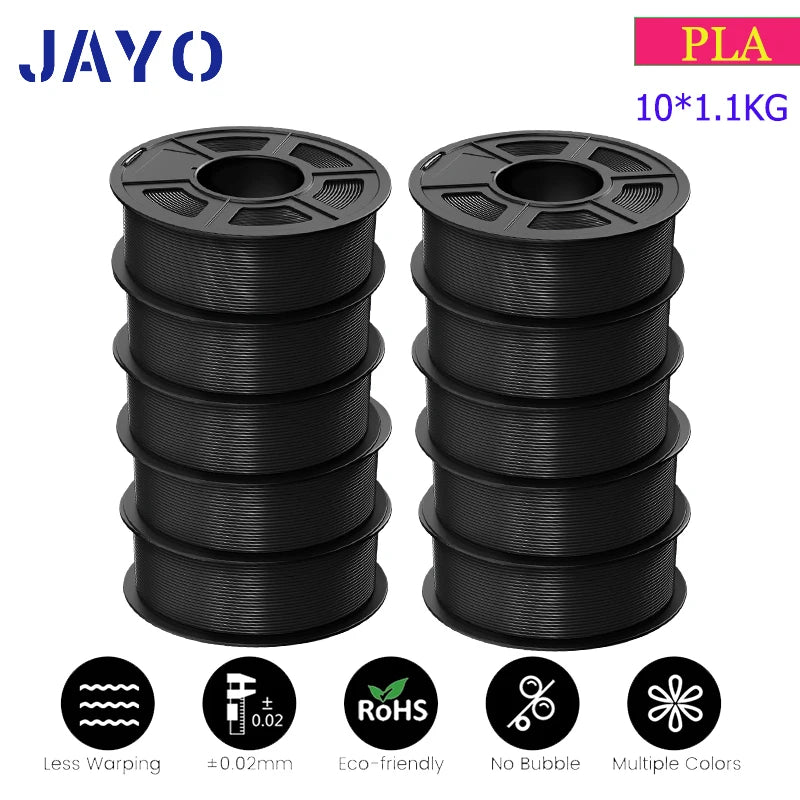 JAYO 10Rolls pla plus/petg /pla/pla+2.0/skdc Multicolor 3d Filament Printe 1.75mm FDM 100%No bubbel for 3D Printer Materials