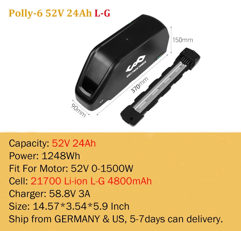 21700 Ebike Battery Hailong Polly 36V 48V 20Ah 30Ah 25Ah 18650 Cell Electric Bike Batteria 14.4ah for500W 750W 1000W 1500W Motor