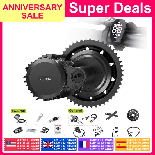BAFANG 1000W BBS-HD 750W 500W BBS02B 250W BBS01B Mid Drive Motor 48V 52V Electric Bike Conversion Kits Mountain Bike Road Bike