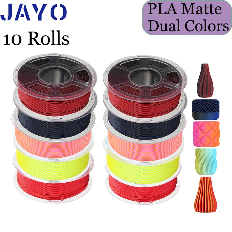 JAYO 10Rolls pla plus/petg /pla/pla+2.0/skdc Multicolor 3d Filament Printe 1.75mm FDM 100%No bubbel for 3D Printer Materials
